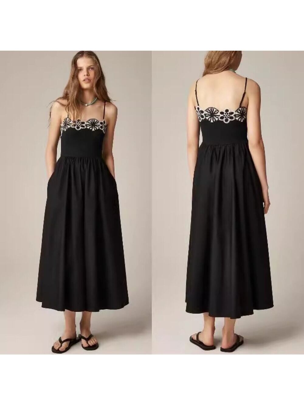 NWT J Crew Crochet Mixy Maxi Dress Black XXS - Picture 1 of 5
